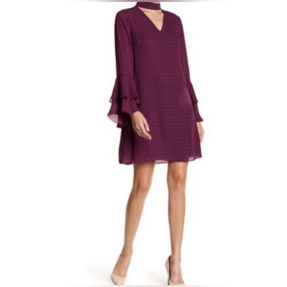 CeCe Mayfair Tiered Bell Sleeve Shift Mini Dress - Picture 4 of 4